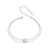 925 Sterling Silver Moissanite 1 Carat Bracelet for Women - White Gold Plated, 150+60mm