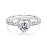 925 Sterling Silver Moissanite 0.5ct Heart Ring for Women Size 6