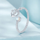 925 Sterling Silver & White Gold Pave Setting Moonstone Ring for Women