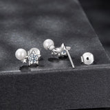 925 Sterling Silver 0.20 Carat Moissanite Earrings with Synthetic Pearl for Women