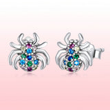 925 Sterling Silver Earrings with Pavé Setting CZ, Oxidized Silver, 0.7*0.8 cm for Women