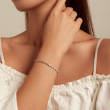 925 Sterling Silver Pavé Setting CZ Bracelet with Platinum Plating, Adjustable 14.5+3cm, for Women