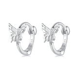 925 Sterling Silver Earrings with White Gold Plating, 1.1x0.7 cm, for Women