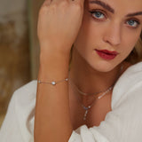 925 Sterling Silver 5mm Moissanite & 3mm Moissanite Bracelet for Women