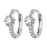 925 Sterling Silver Earrings with Pavé Setting CZ, Platinum Plated, 1.3x0.4cm, for Women
