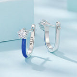 925 Sterling Silver Enamel Earrings with Pavé CZ for Women