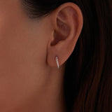 925 Sterling Silver Plated White Gold Earrings Size 1.4x0.2cm for Women