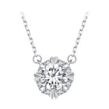 925 Sterling Silver Moissanite 1.0 Carat Necklace with Pavé Setting for Women