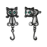 Brass & S925 Silver Earrings | 2.8*1.1cm | White Gold Plated with Pavé Setting CZ for Women