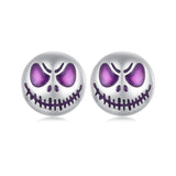 925 Sterling Silver Enamel Oxidized Earrings - 8mm for Women