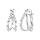 925 Sterling Silver Earrings 1.2x0.6cm with White Gold Plating for Women
