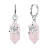 925 Sterling Silver Earrings with Natural Crystal and White Gold Plating