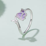925 Sterling Silver Enamel Flower Ring for Women