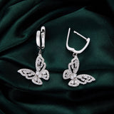 925 Sterling Silver Earrings with Pavé Setting CZ, 37x19mm for Women