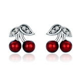 925 Sterling Silver Earrings with CZ & Enamel, 0.9x0.8cm, for Women