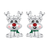 925 Sterling Silver Enamel Earrings 12x9mm