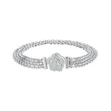 925 Sterling Silver and Platinum Plated 17.0 cm Pavé Setting CZ Bracelet for Women