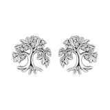 925 Sterling Silver Earrings with Pave Setting CZ - Oxidized Finish - 0.9cm