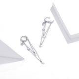 925 Sterling Silver Earrings with Plated Platinum and Pavé Setting CZ, Size 6.5cm