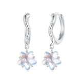 925 Sterling Silver Earrings with Transparent Glass and White Gold Plating for Women