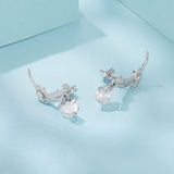925 Sterling Silver White Gold Plated CZ Earrings 1.6x1.7cm for Women