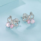 925 Sterling Silver Earrings with Pavé Setting CZ and Transparent Glass for Women