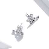 925 Sterling Silver & Oxidized Silver Earrings for Women - 1.3*0.6cm