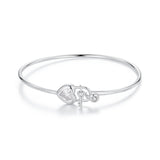925 Sterling Silver Bracelet with CZ, 17mm, White Gold Plated, For Women