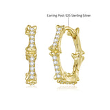 925 Silver Gold Plated Pavé CZ 1.6 x 0.3 cm Hoop Earrings for Women