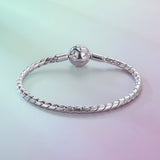 925 Sterling Silver White Gold Plated Bracelet with CZ Pendant for Women