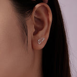 925 Sterling Silver White Gold Plated Pavé Set CZ Earrings - Small Size