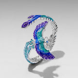 925 Sterling Silver Enamel Adjustable Ring for Women