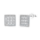 925 Sterling Silver 0.8cm Pavé Setting CZ White Gold Plated Earrings for Women