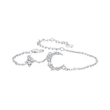 925 Sterling Silver CZ Bracelet with White Gold Plating, 150mm Length for Women