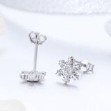 S925 Sterling Silver Earrings with CZ in Pavé Setting - 0.8*0.8cm for Women