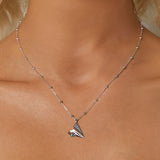 925 Sterling Silver Necklace with Transparent Glass, 18x15mm Pendant for Women