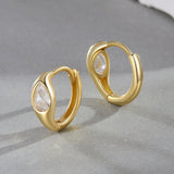 925 Sterling Silver Pave Setting CZ Earrings with Gold Plating, 1.3x0.5cm for Women