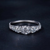925 Sterling Silver Moissanite Engagement Ring with 5mm, 4mm, 3mm, 2.5mm Stones for Women