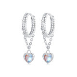 925 Sterling Silver White Gold Plated Moonstone Earrings 23x5mm for Women