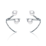 925 Sterling Silver Oxidized Earrings with Shell Pearl for Women