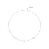 925 Sterling Silver White Gold Plated Necklace with Shell Pearl 400+50mm