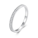 925 Sterling Silver 1.0mm Moissanite Platinum Plated Ring Size 5 for Women