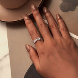 925 Sterling Silver Enamel Pavé Setting Ring for Women