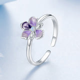 925 Sterling Silver Pavé Set CZ Enamel White Gold Plated Nano Opal Pendant Ring
