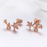 925 Sterling Silver Plated Rose Gold Pavé Setting CZ Earrings for Women