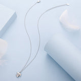 925 Sterling Silver White Gold Plated 40cm+5cm Length CZ Necklace for Women
