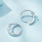 925 Sterling Silver Earrings with Pavé Setting CZ, Platinum Plated, 15x7mm for Women