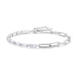 925 Sterling Silver Pavé Setting CZ Bracelet with Platinum Plating, Adjustable 14.5+3cm, for Women