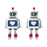 925 Sterling Silver 1.3cm Oxidized Enamel Earrings for Women