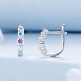 925 Sterling Silver Earrings with CZ in Pavé Setting, 12x3mm, for Women